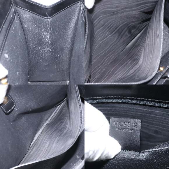 CELINE Macadam Canvas Shoulder Bag Pvc Leather Black Gold - Picture 12 of 12